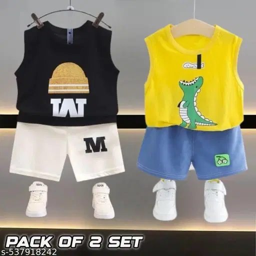 Cutiepie Trendy Top & Bottom Sets for Kids, 0-3 Months, Pack of 2 (Black, 18-24 Months)