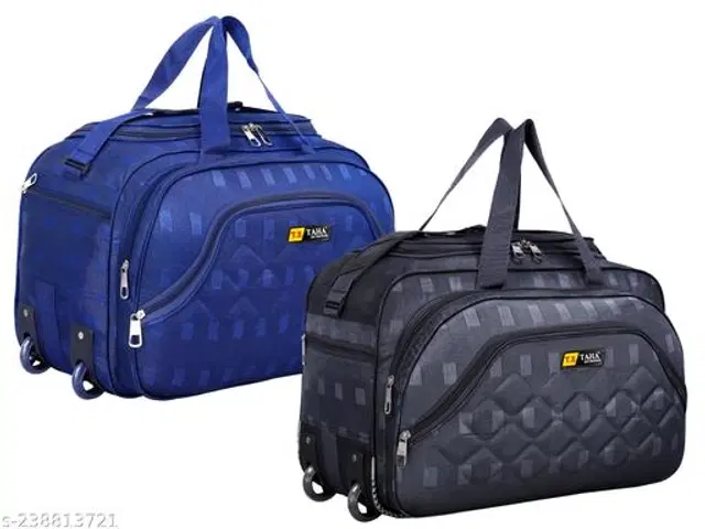 Polyester Duffel Bags, Grey & Blue, Pack of 2