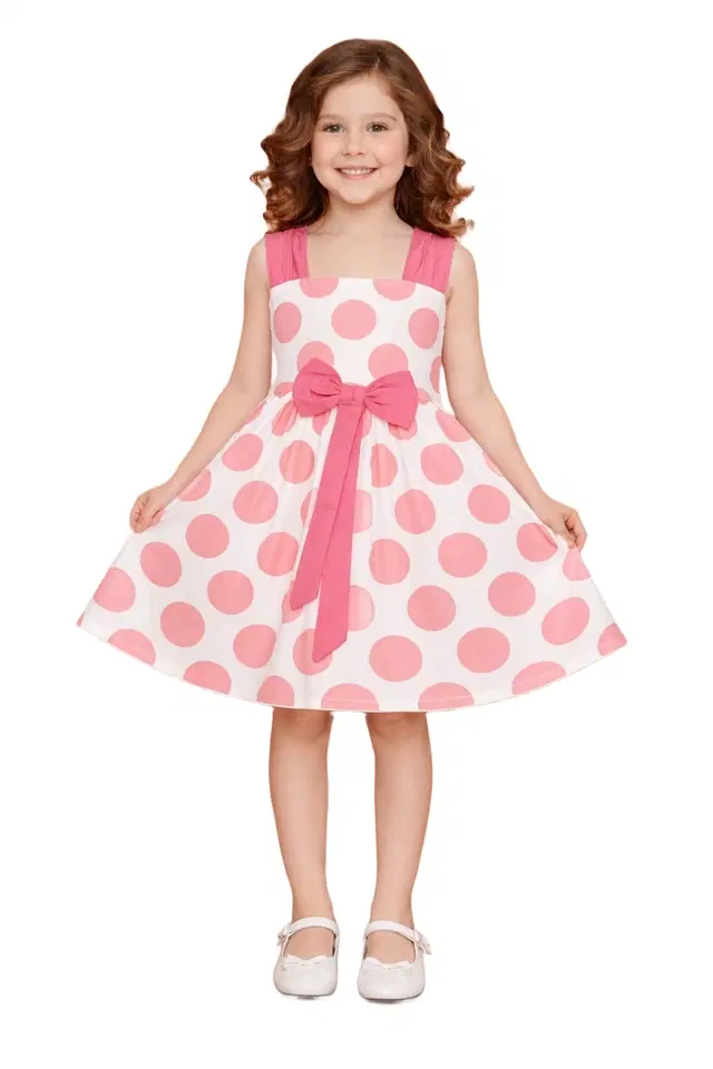 Printed Frock for Girls (Pink, 3-4 Years)