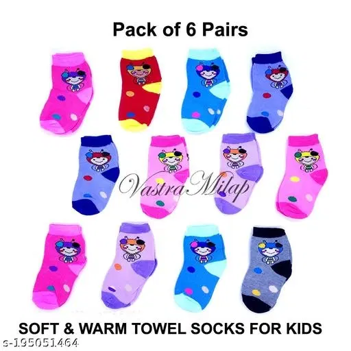 Woolen Socks for Kids, Set of 6 (Multicolor, 0-3 Months)