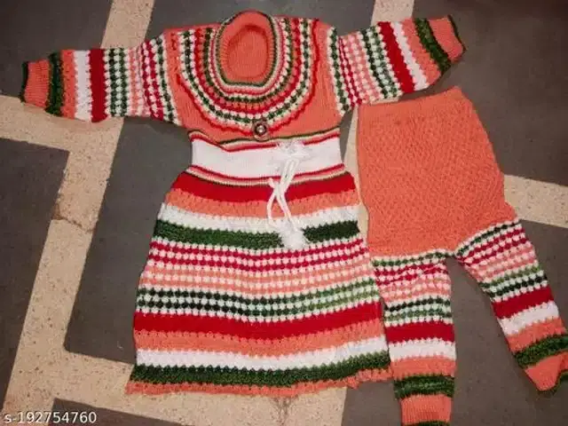 Woolen Sweater & Pant for Girls (Multicolor, 6-9 Months)