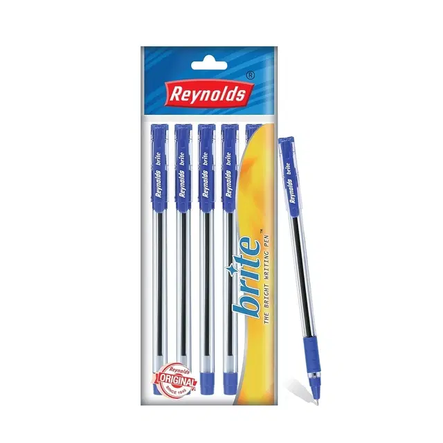 Brite Ball Pen, Blue, Pack of 5