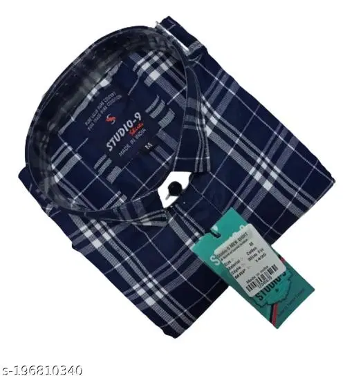 Cotton Blend Checked Shirt for Men, Blue (M) Pack of 1