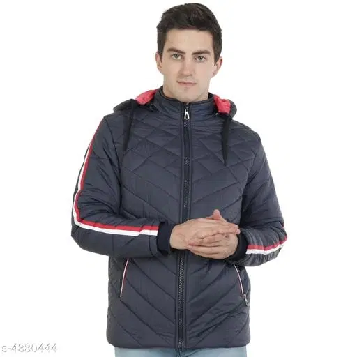 Nylon Full Sleeves Jacket for Men (Navy Blue, M)