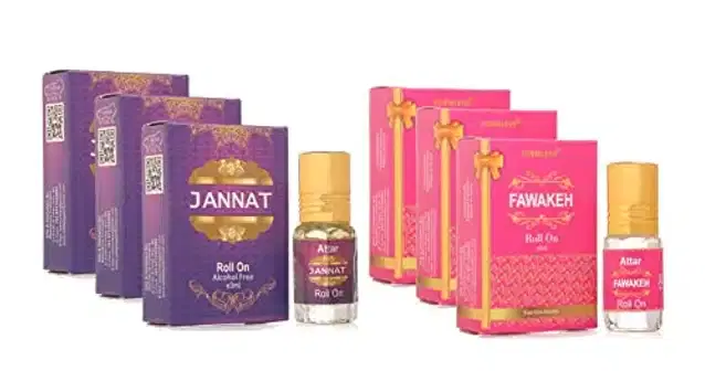 Formless Jannat & Fawakeh Roll On Attar, Pack of 6, 3 ml
