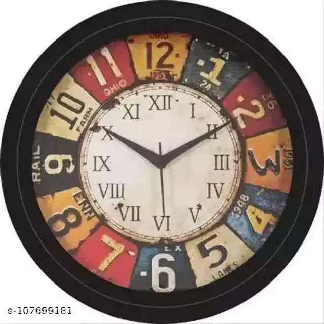 Designer Plastic Wall Clock, Multicolor, 28x28 cm