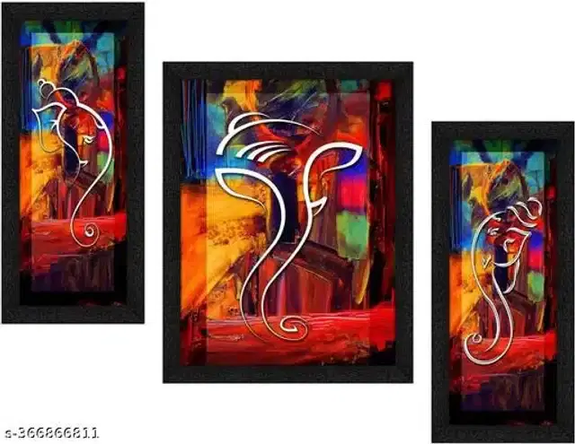 MDF Wooden UV Coated Digital Painitings, Multicolor, 12x18 inches, Pack of 3