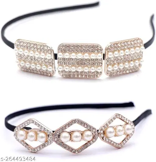 Hair Bands Set for Women, Pack of 2 (Gold)