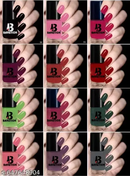 Banetion Matte Nail Polish, Multicolor, Pack of 12