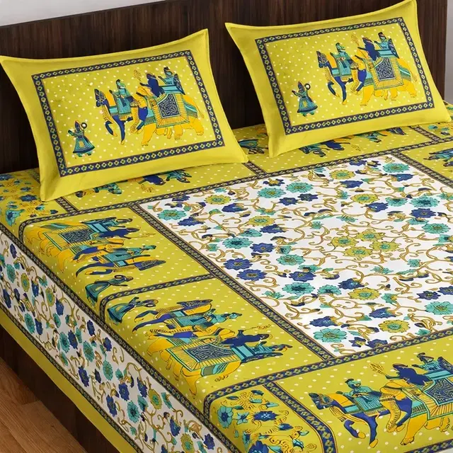 Jaipur Cotton Double Bedsheet Floral Print 220x254cm