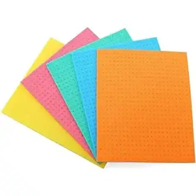 Reusable Kitchen Cleaning Sponge Cloths, Multicolor, Pack of 5