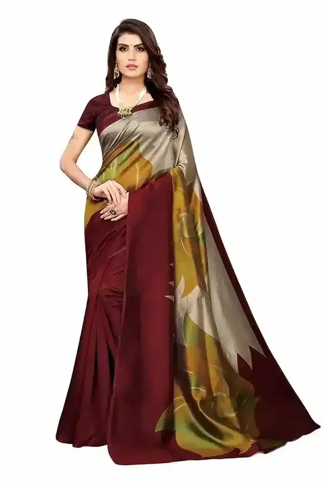 Sharda Creation Art Silk Printed Sarees (Maroon) (Sharda_24)