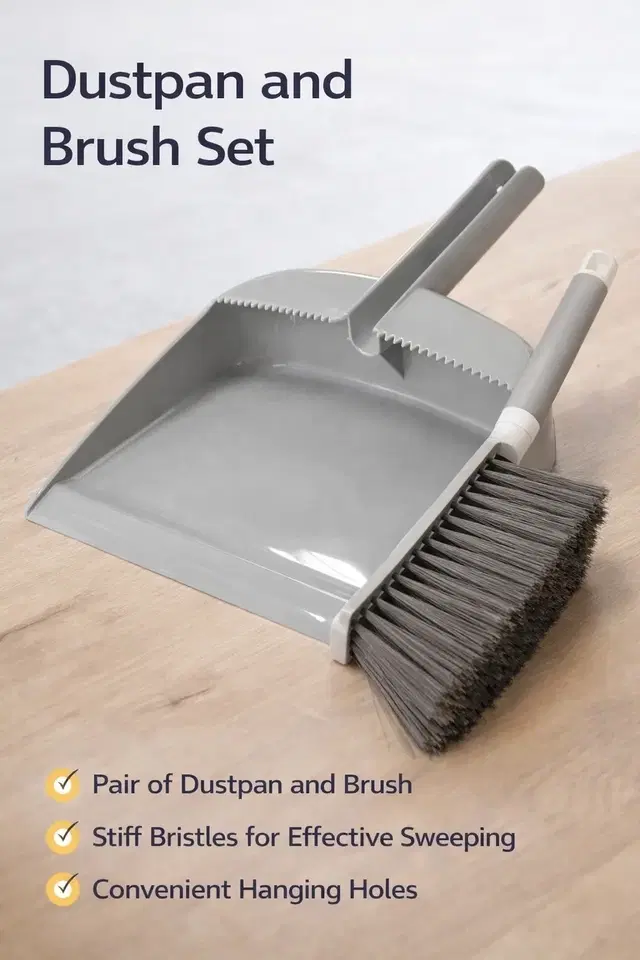 Dustpan and Brush Set, Daily Essential Cleaning Tool for Family