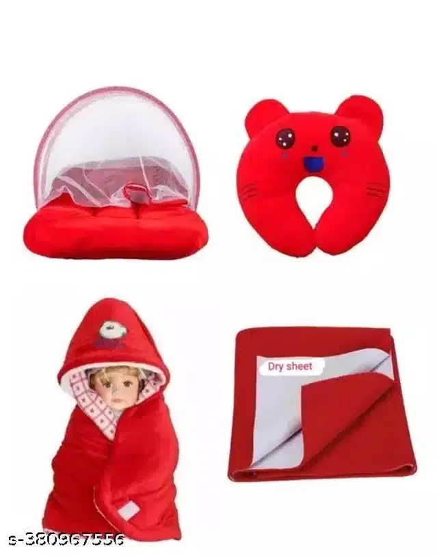 Combo of Baby Sleeping Set, Red, Set of 4