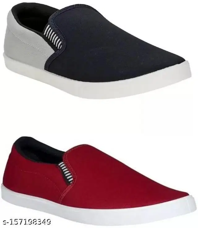 Loafers for Men, Pack of 2 (Grey & Maroon, 6)