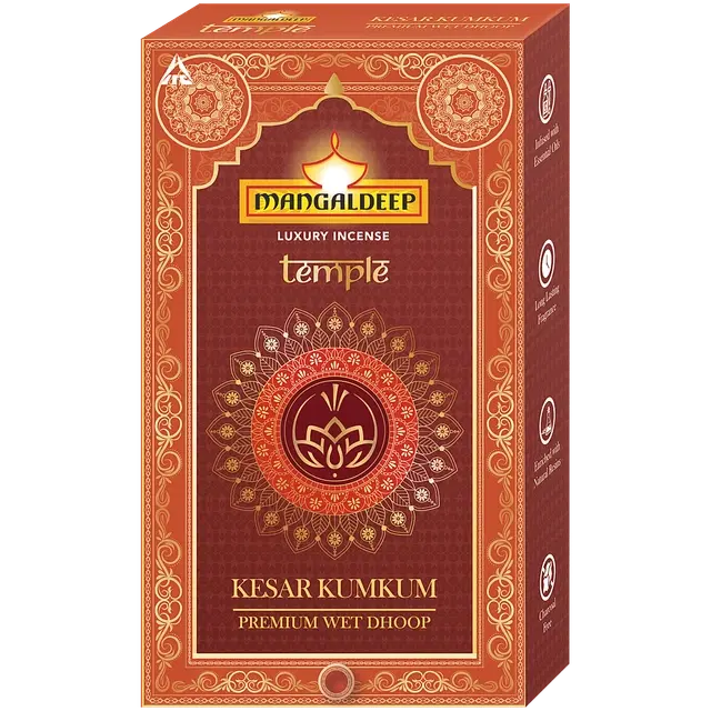 Mangaldeep Temple Kesar Kumkum Premium Wet Dhoop 100 g