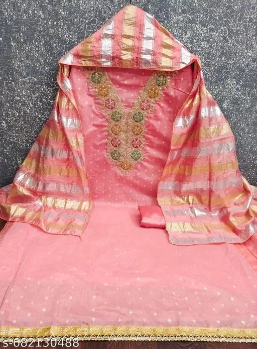 Silk Blend Embroidered Punjabi/All Over Suits for Women (Multicolor, Un Stitched)