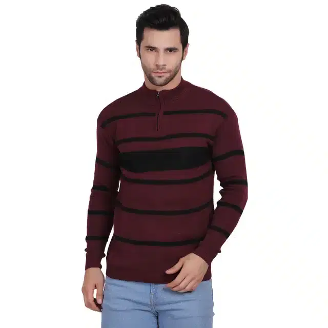 Full Sleeve Sweater for Men (Maroon, XL) (J34)