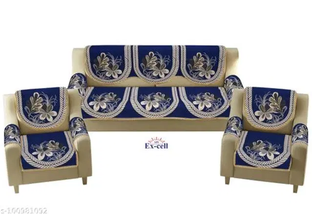 Polycotton 5 Seater Sofa Covers, Blue, Set of 1