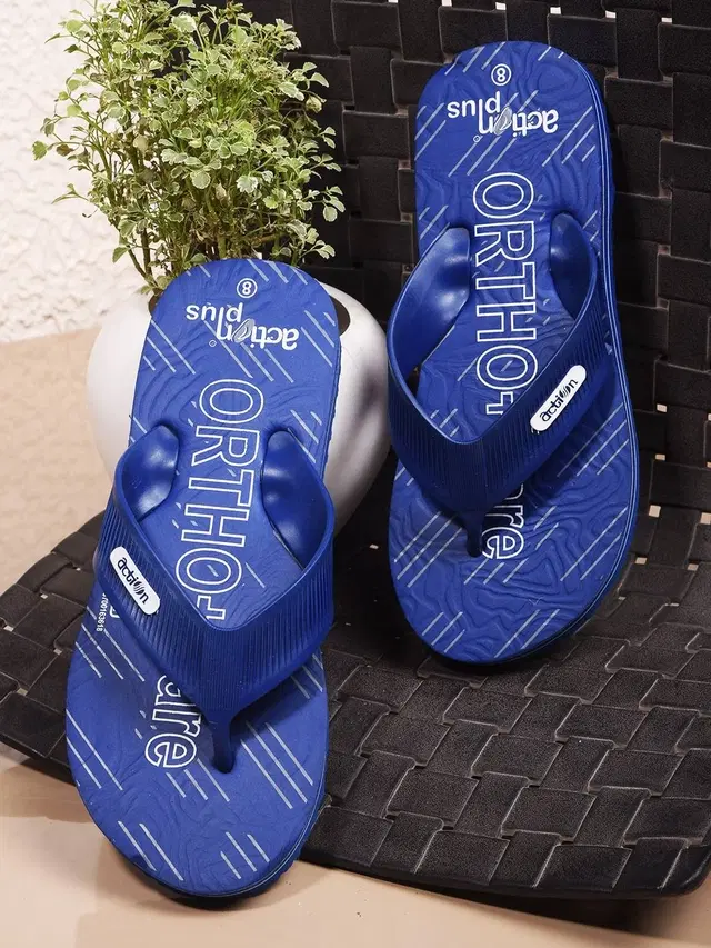 action Casual Slippers for Men (Blue, 7)