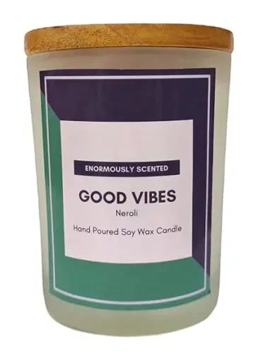 Floish Decor Premium Scented Soy Wax Frosted Glass Candle with Wooden Lid