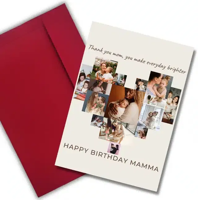 Birthday Greeting Card with Envelope for Moms, Multicolor, Set of 1