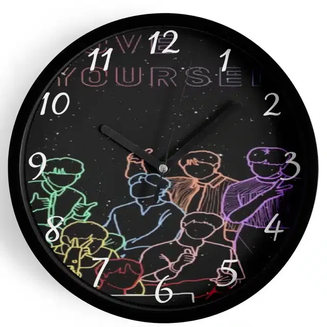 HD Printed Plastic Wall Clock, Multicolor, 10x10 Inches