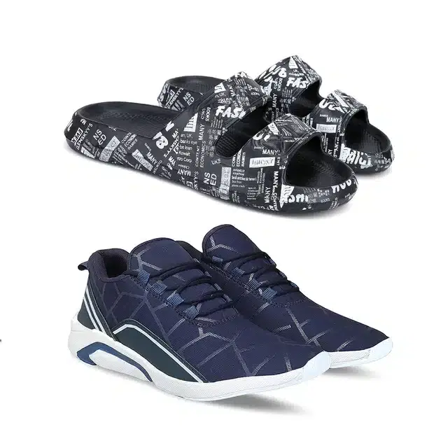 Combo of Men's Flip Flop & Sneakers, Pack of 2 (Multicolour, 8)