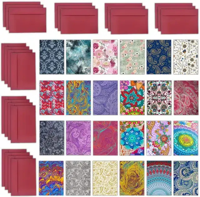 Designer Blank Greeting Cards with Envelope, Multicolor, Set of 24