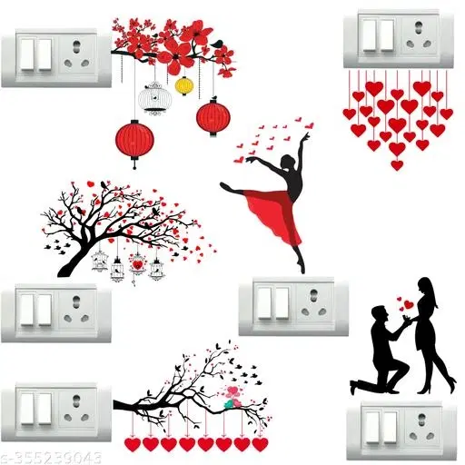 PVC Switch Board Stickers, Multicolor, 32.5x48 cm, Pack of 6