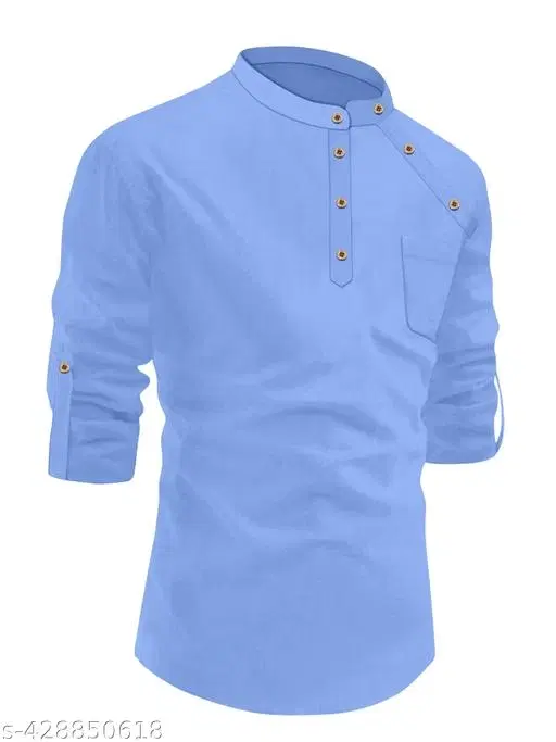 Solid Cotton Kurta Set for Boys (Aqua Blue, 12-13 Years)