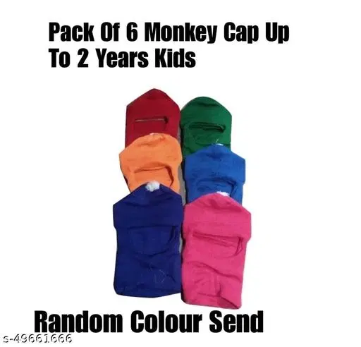 Woolen Caps for Kids, Pack of 6 (Multicolor, 0-3 Months)