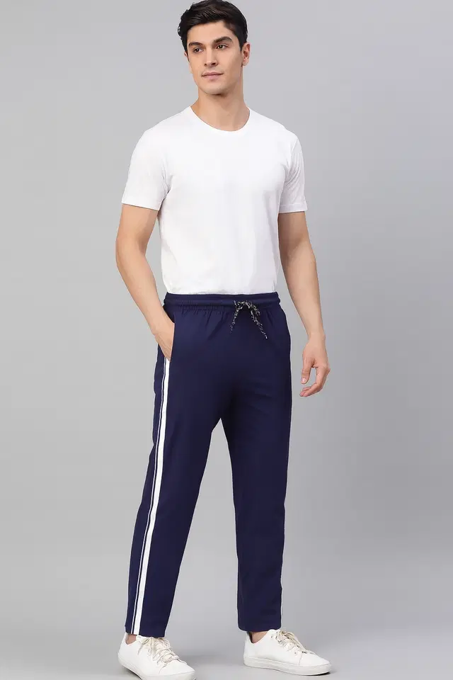 Lycra Regular Fit Track Pants for Men, Navy Blue (30)