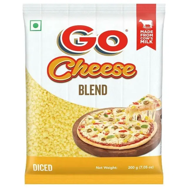 Go Mozzarella Diced Blend Cheese 200 g (Pouch)