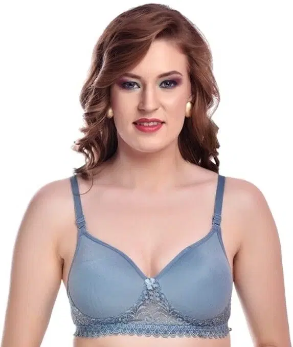 Cotton Blend Bra for Women, Blue (36)
