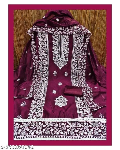 Chanderi Cotton Punjabi/All Over Suits for Women (Purple, 7.05 meter (4XL)