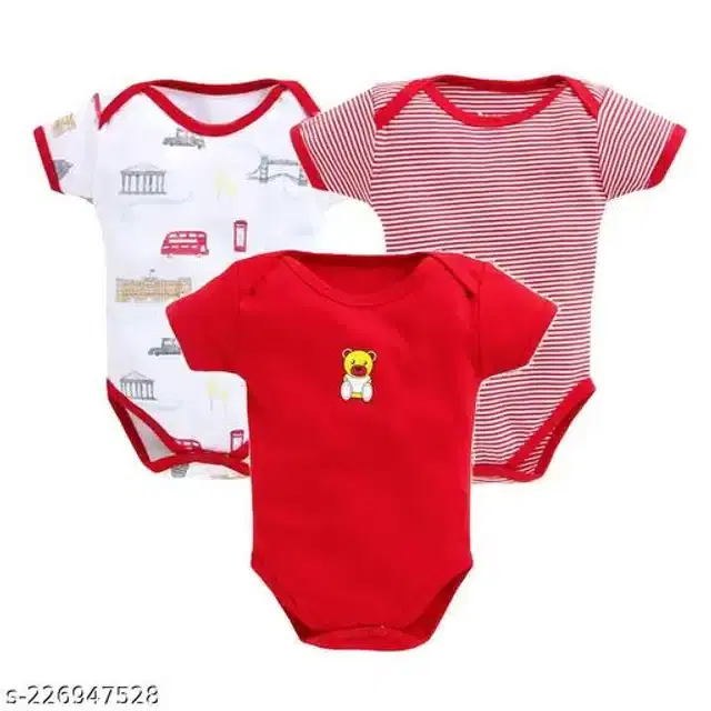 Cotton Rompers for Kids (Red, 3-6 Months)