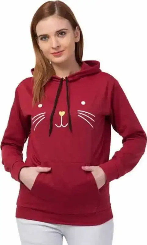 KRYPTAR Full Sleeve Printed Women TomCat Sweatshirt (Maroon, S) (KPTR3005)