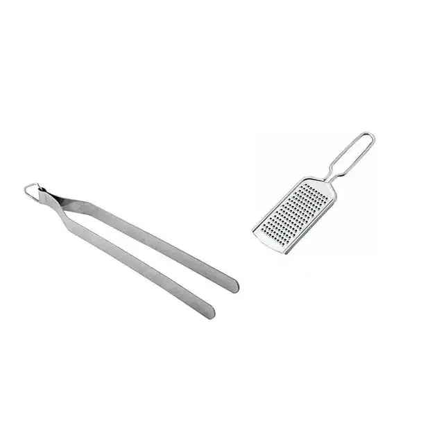 Stainless Steel Cheese Grater & Chimta, Combo of 2