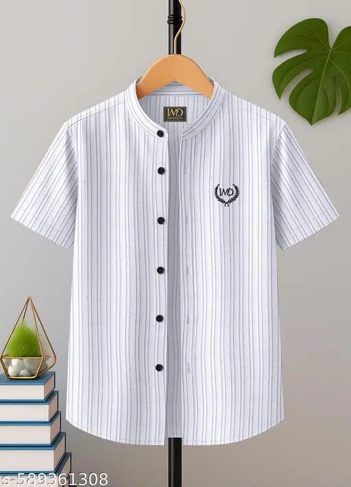Self Design Cotton Blend Short Sleeve Polo for Boys (White, 8-9 Years)