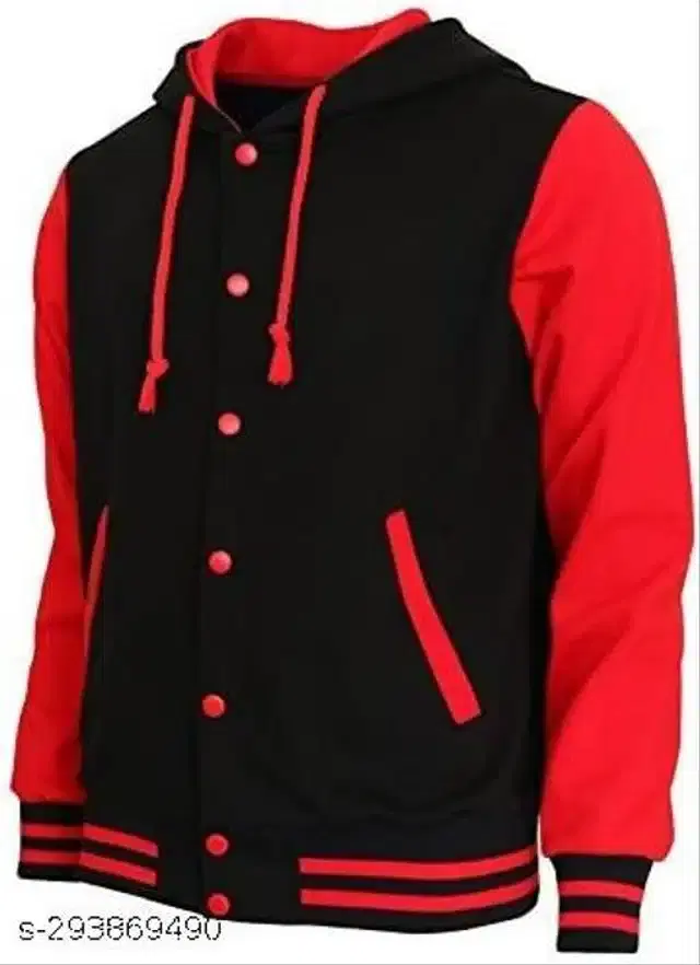 Full Sleeves Jacket for Men (Black & Red, XXL)