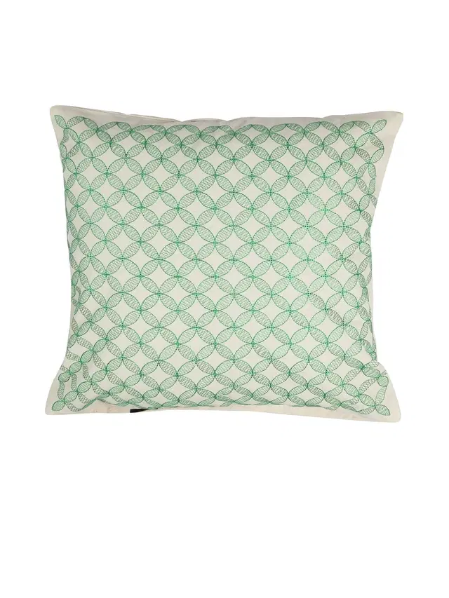Cotton Cushion Cover, Green, 16x16 inches