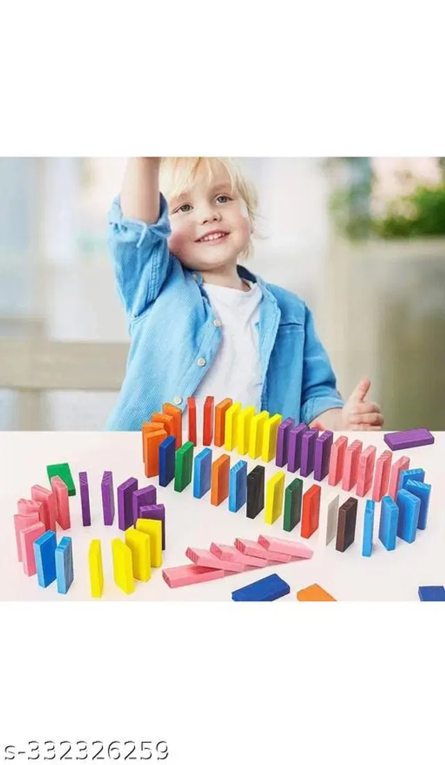 Wooden, 120 Pcs Dominos Blocks Set for Kids, Multicolor, Set of 1