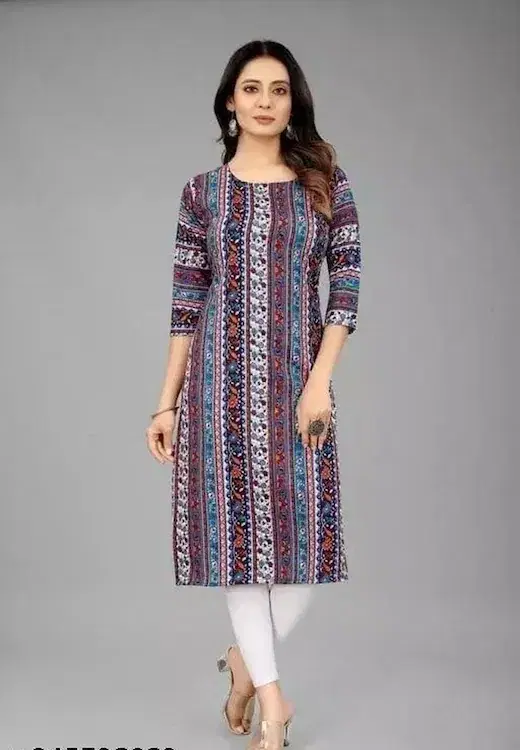 Printed Kurti for Women, Multicolor (XL)
