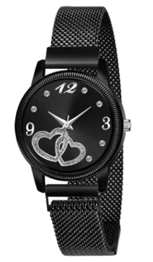 Analog Watch for Women & Girls (Black)