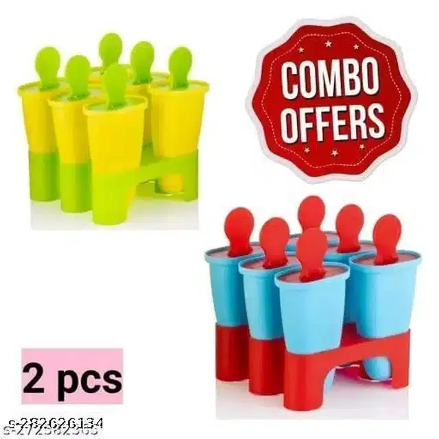 Plastic Ice Cream Moulds, Multicolor, Set of 2