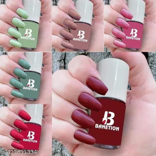 Banetion Matte Nail Polish, Multicolor, Pack of 6
