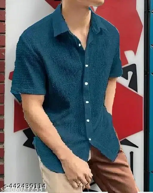 Shirts for Men (Navy Blue, S)