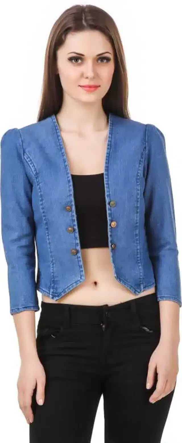 Solid Casual Shrug for Women (Light Blue, L) (WE-161)