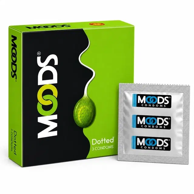 Moods Dotted All-Round Pleasure Get Dotty Get Naughty Condom, 3 Sheets